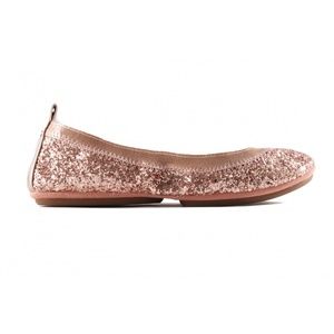 NWT Yosi Samra Flats Serena Glitter Rose Gold